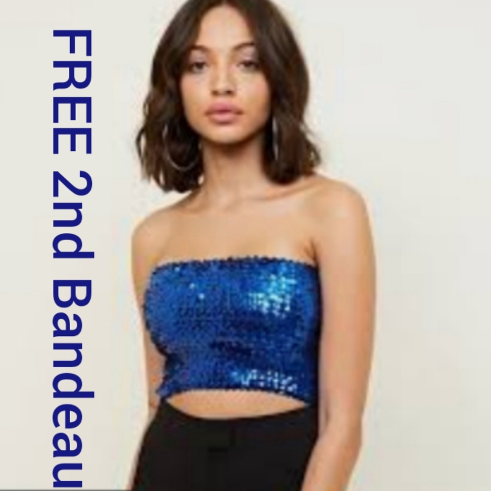 Ju Ju | Sexy Sequin Bandeau Royal Blue Top